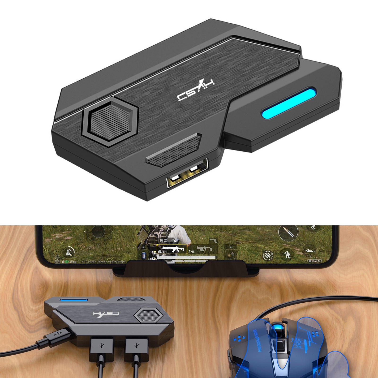 HXSJ Portable Mobile Phone Game Wired Keyboard Mouse Converter Bluetooth Adapter HXSJ Portable Mobile Phone Game Wired Keyboard Mouse Converter Bluetooth Adapter